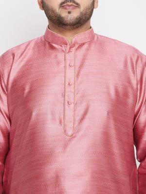 Men's pink silk blend kurta 4