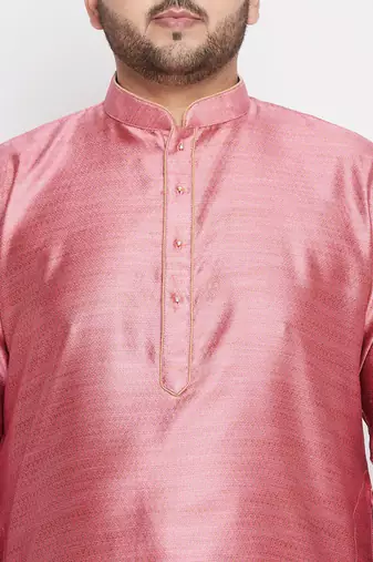 Men's pink silk blend kurta