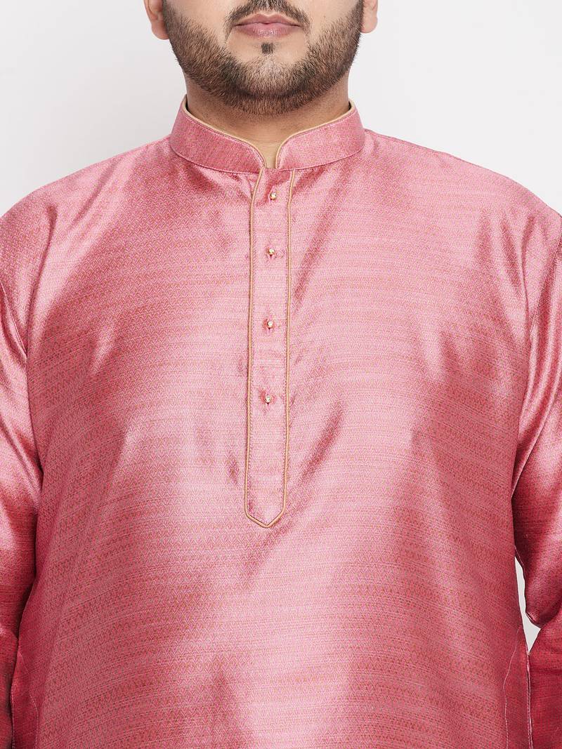Men's pink silk blend kurta