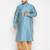 Men's aqua blue & rose gold silk blend kurta and dhoti set