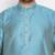 Men's aqua blue & rose gold silk blend kurta and dhoti set