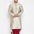 Men's beige & maroon silk blend kurta and dhoti set