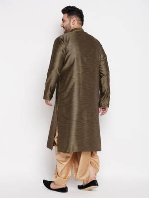 Men's black & rose gold silk blend kurta and dhoti set 3