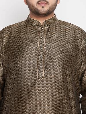 Men's black & rose gold silk blend kurta and dhoti set 4
