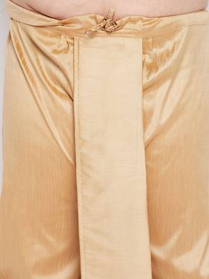 Men's black & rose gold silk blend kurta and dhoti set 5