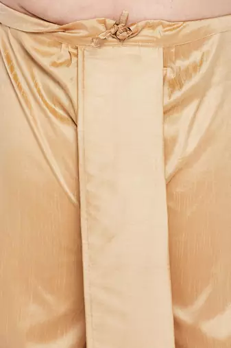 Men's black & rose gold silk blend kurta and dhoti set