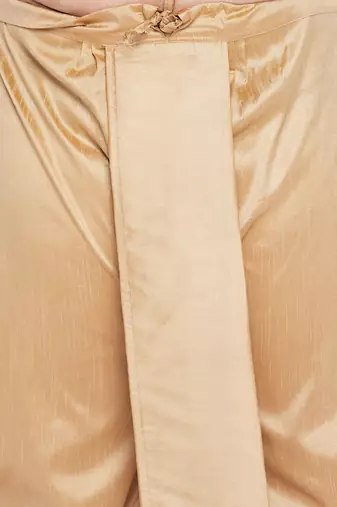 Men's maroon & rose gold silk blend kurta and dhoti set