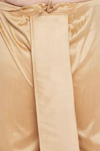 Men's pink & rose gold silk blend kurta and dhoti set