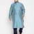 Men's aqua blue and blue silk blend kurta pyjama set