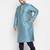 Men's aqua blue and blue silk blend kurta pyjama set