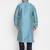 Men's aqua blue and blue silk blend kurta pyjama set