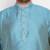 Men's aqua blue and blue silk blend kurta pyjama set