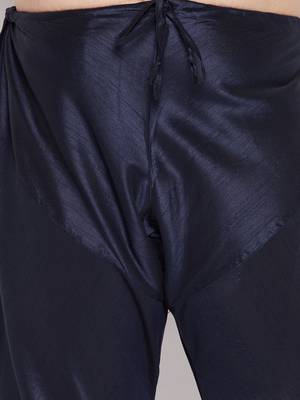 Men's aqua blue and blue silk blend kurta pyjama set 5