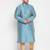 Men's aqua blue and rose gold silk blend kurta pyjama set