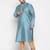 Men's aqua blue and rose gold silk blend kurta pyjama set