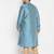 Men's aqua blue and rose gold silk blend kurta pyjama set