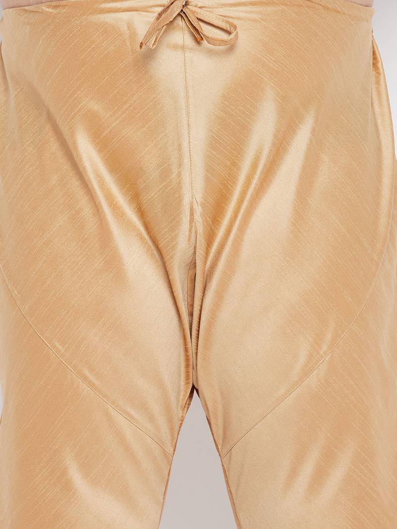 Men's aqua blue and rose gold silk blend kurta pyjama set