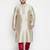 Men's beige and maroon silk blend kurta pyjama set