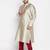 Men's beige and maroon silk blend kurta pyjama set