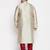 Men's beige and maroon silk blend kurta pyjama set