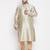 Men's beige and rose gold silk blend kurta pyjama set
