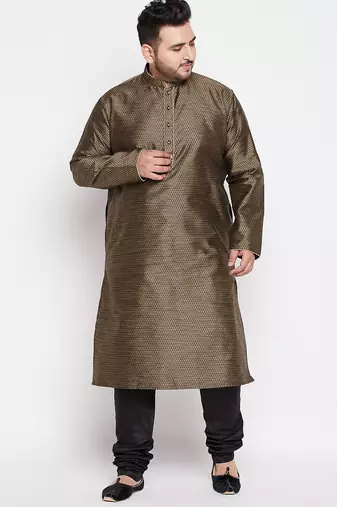 Men's black silk blend kurta pyjama set