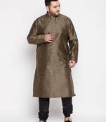 Men's black silk blend kurta pyjama set