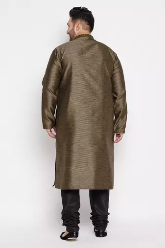 Men's black silk blend kurta pyjama set