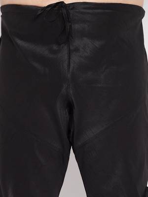 Men's black silk blend kurta pyjama set 5