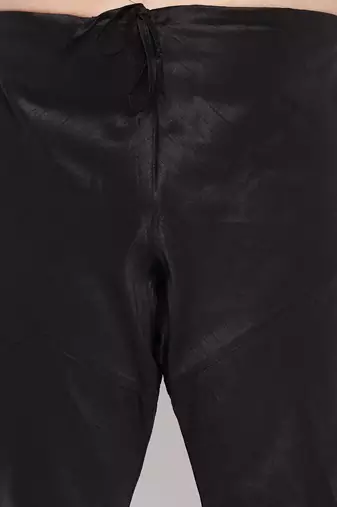 Men's black silk blend kurta pyjama set