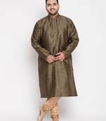 Men's black and rose gold silk blend kurta pyjama set