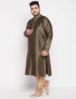 Men's black and rose gold silk blend kurta pyjama set 2
