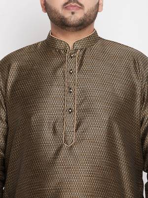 Men's black and rose gold silk blend kurta pyjama set 4