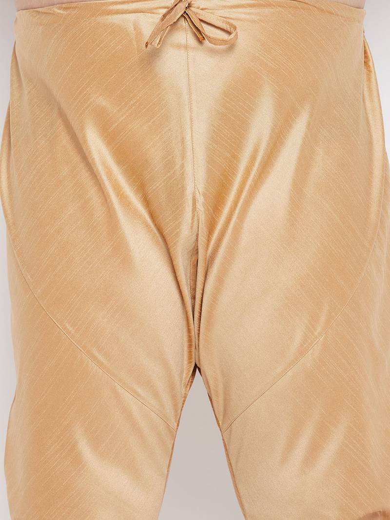 Men's black and rose gold silk blend kurta pyjama set