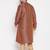 Men's maroon and rose gold silk blend kurta pyjama set