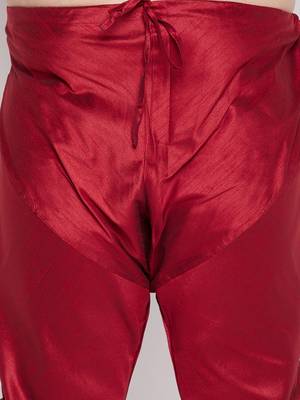 Men's pink and maroon silk blend kurta pyjama set 5