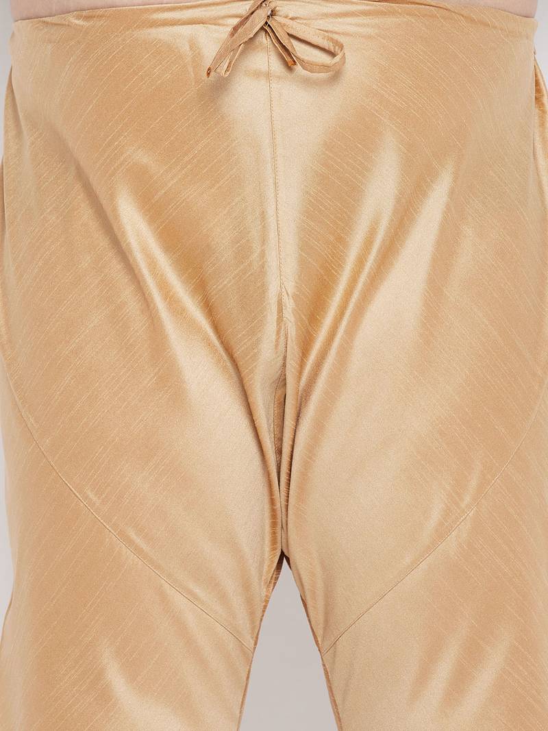 Men's pink and rose gold silk blend kurta pyjama set