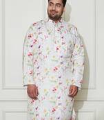 Men's cream cotton blend kurta