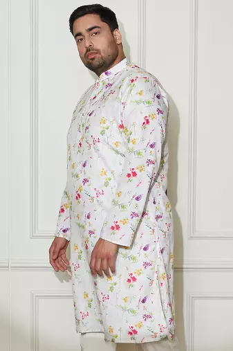 Men's cream cotton blend kurta