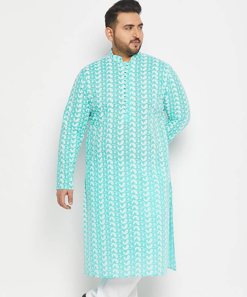Blue cotton kurta pyjama set