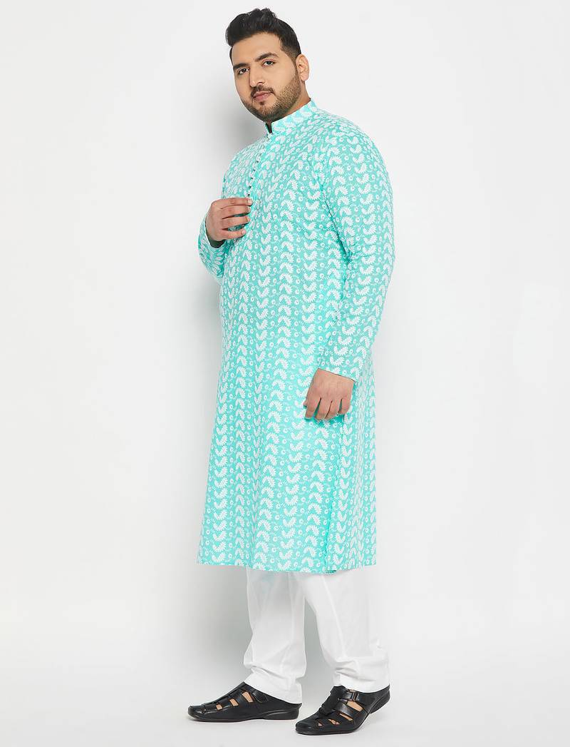 Blue cotton kurta pyjama set