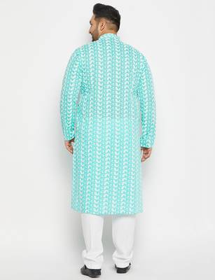 Blue cotton kurta pyjama set 3