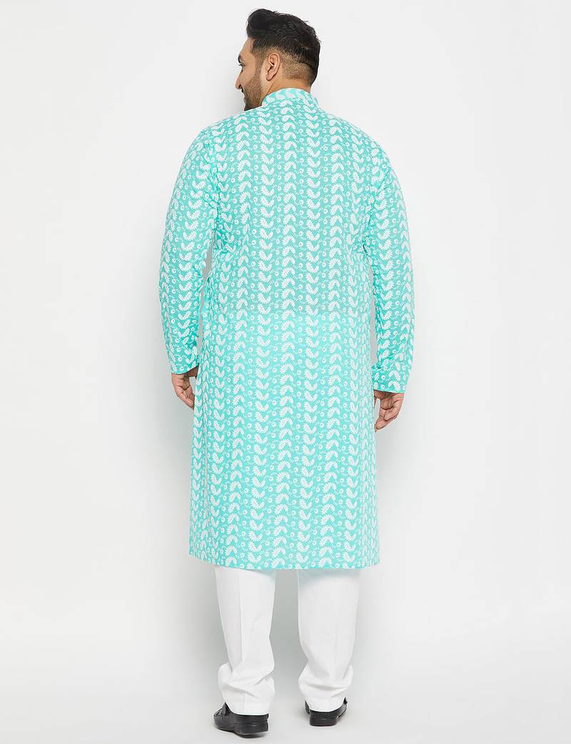 Blue cotton kurta pyjama set