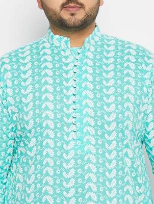 Blue cotton kurta pyjama set 4