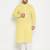 Men's mustard and white pure cotton kurta pyjama set