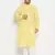 Men's mustard and white pure cotton kurta pyjama set