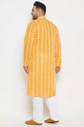 Yellow and white pure cotton kurta pyjama set