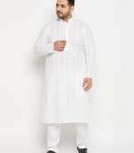 Men's white pure cotton kurta pyjama set