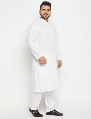 Men's white pure cotton kurta pyjama set 2