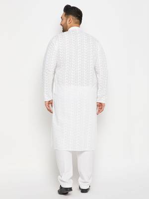 Men's white pure cotton kurta pyjama set 3